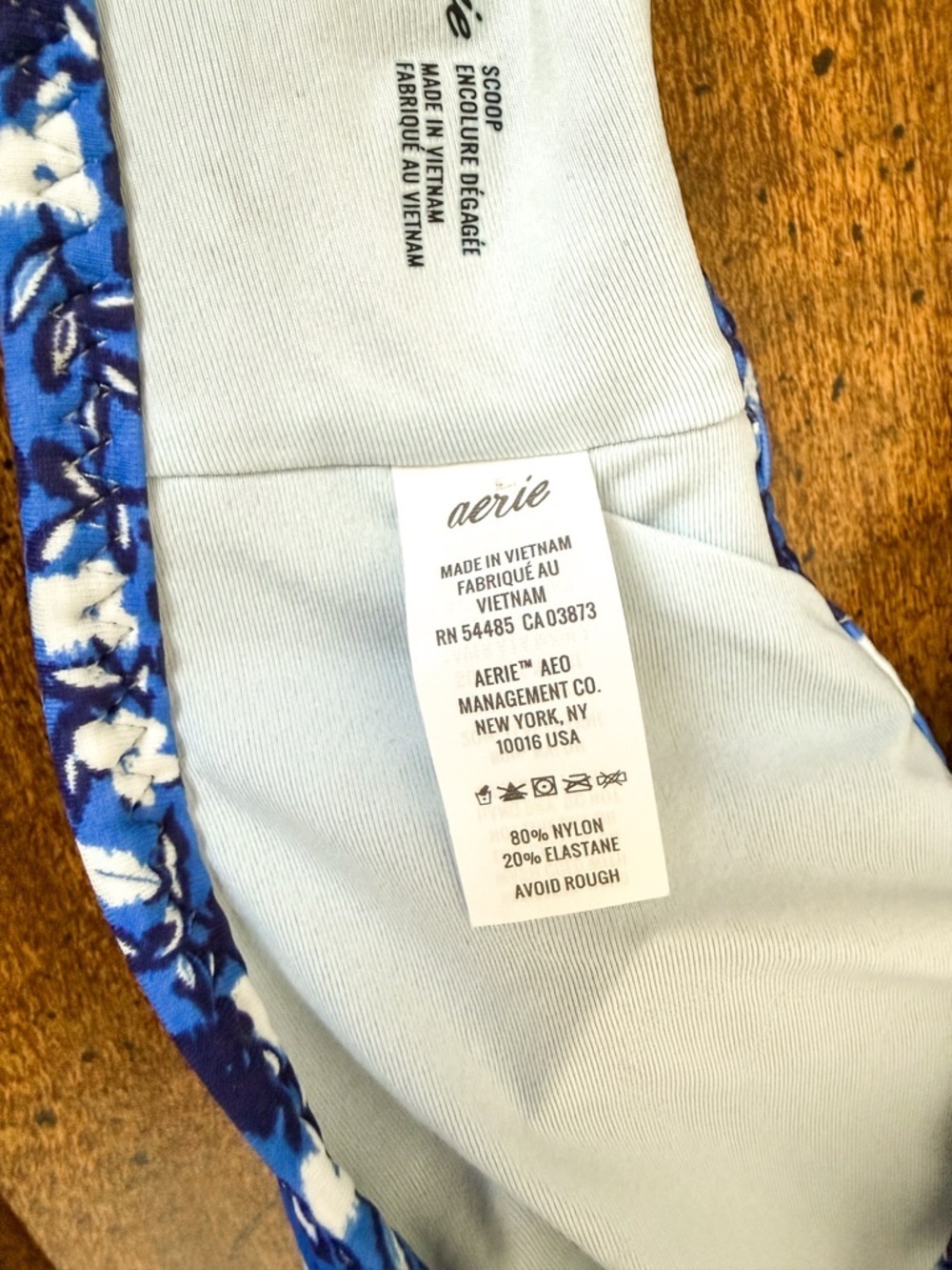 NWOT Aerie Blue Floral Scoop Bikini Top - Picture 5 of 5